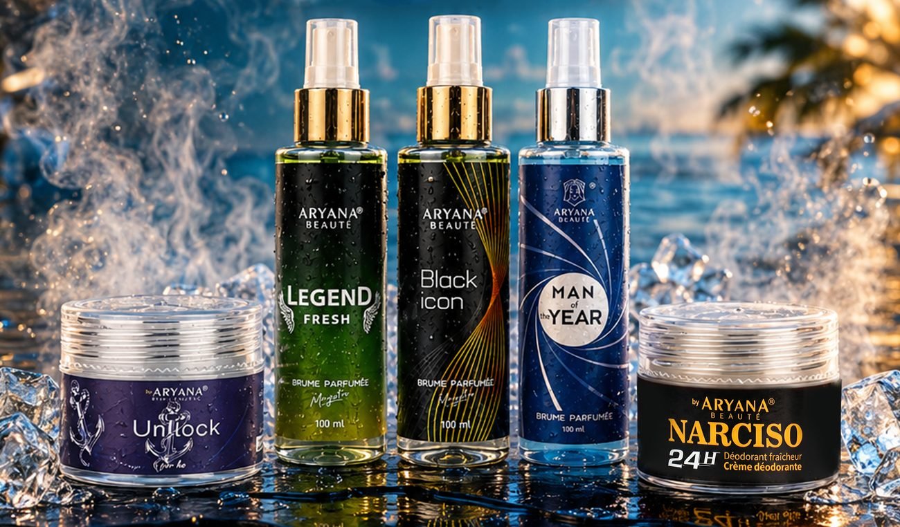باقة الصيف من ARYANA BEAUTÉ — ثلاثة معطرات جسم وكريم Unlock وكريم NARCISO